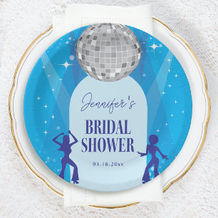 Prato De Papel Chuva de Noiva Rainha da Dança Disco Azul dos Anos
