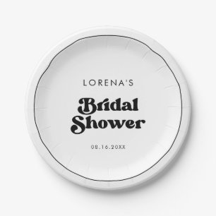 Prato De Papel Chuva de Noivas elegante retrô preto e branco