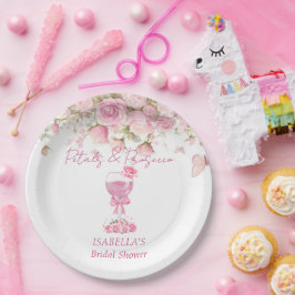 Prato De Papel Chuva de Pétalas Florais Rosa e Prosecco para Chá 