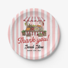 Prato De Papel Chuva Vermelha de Produtos Frescos do Mercado Chá 