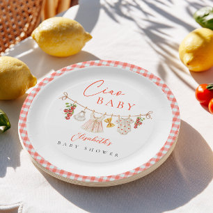 Prato De Papel Chuveiro de Bebê Italiano Ciao Baby