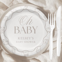 Chuveiro de Bebê Neutro Beige Elegante Oh Baby