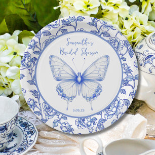 Prato De Papel Chuveiro de Noiva Borboleta Chinoiserie