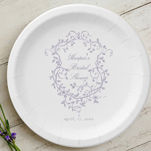 Prato De Papel Chuveiro de Noiva Floral de Lavanda Francesa Cláss