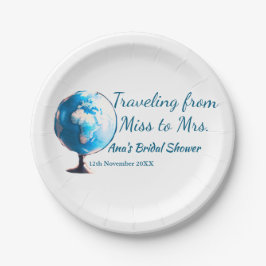 Prato De Papel Chuveiro de noiva viagem adicionar nome data senho