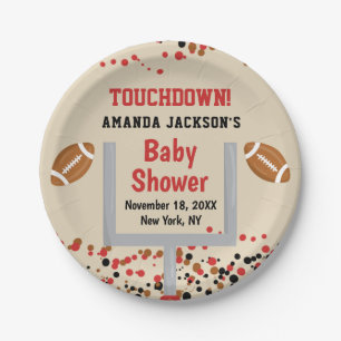 Prato De Papel Chuveiro de Revelação de Gênero Futebol Bebê Menin