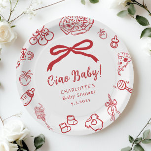 Prato De Papel Ciao Baby Pizza Arco Caprichoso Chá de Bebê