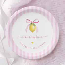 Prato De Papel Ciao Bambina Italian Lemon Baby Shower Plates