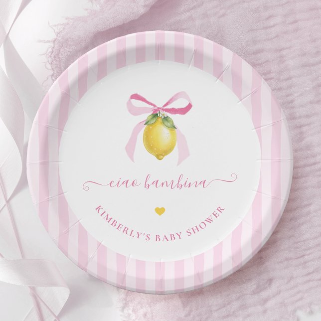 Prato De Papel Ciao Bambina Italian Lemon Baby Shower Plates (Criador carregado)
