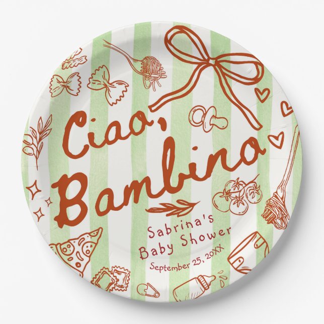 Prato De Papel Ciao Bambino Verde (Frente)