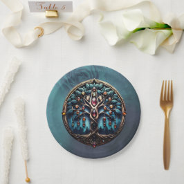 Prato De Papel Cidade à sombra da luxuosa árvore da vida.