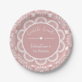 Prato De Papel Cielito Lindo 1st Birthday Pink