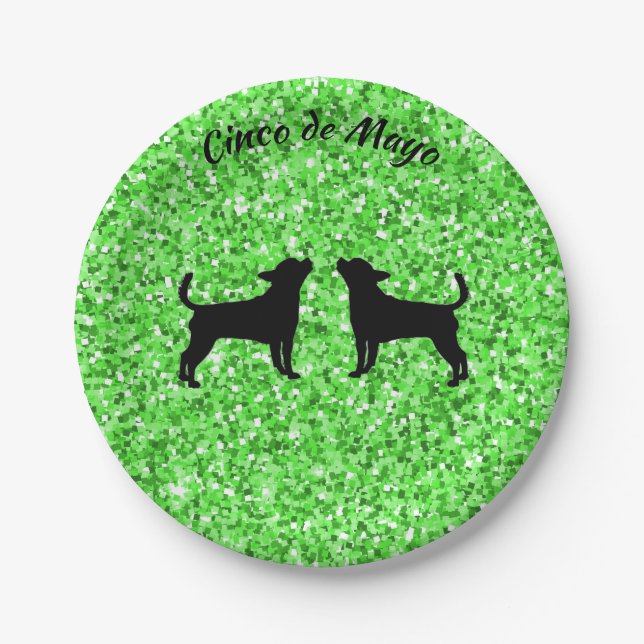 Prato De Papel Cinco de Mayo Chihuahua Papelão (Frente)