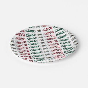 Prato De Papel Cinco de Mayo México - Tipografia da Bandeira Mex