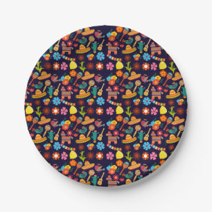 Prato De Papel Cinco de Mayo padrão fofo mexicano