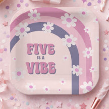 Cinco é um Aniversário de 5 anos Vibe Retro Arco-í