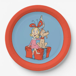 Prato De Papel Cindy Lou Who e Max em um Presente