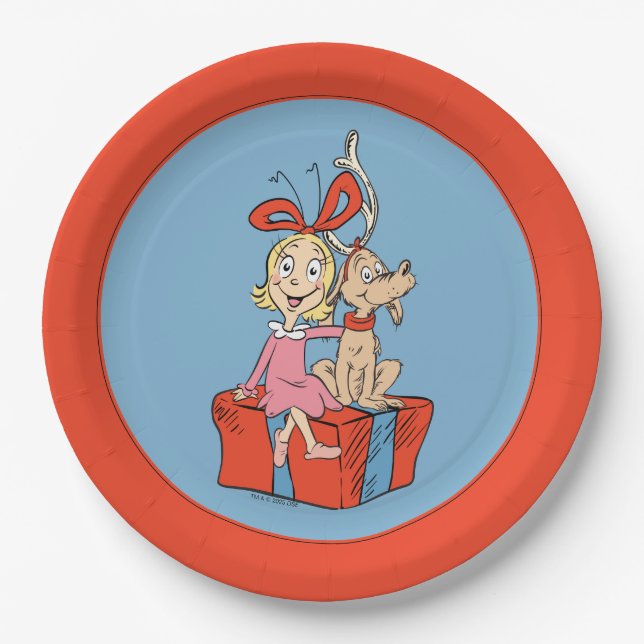 Prato De Papel Cindy Lou Who & Max | Presente de Natal (Frente)
