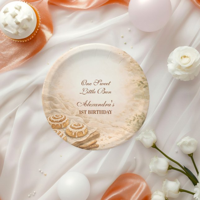 Prato De Papel Cinnamon Bakery Little Bun 1st Birthday (Criador carregado)