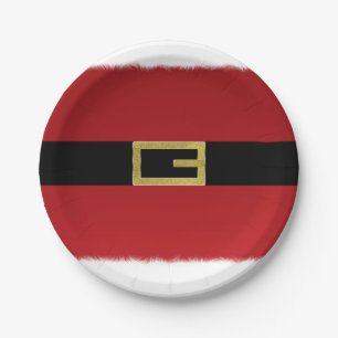 Prato De Papel Cinto Vermelho do Papai Noel & Natal de Pelúcia Br