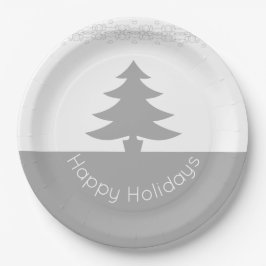 Prato De Papel Cinza com branco