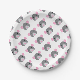 Prato De Papel cinza da cara do rato da menina