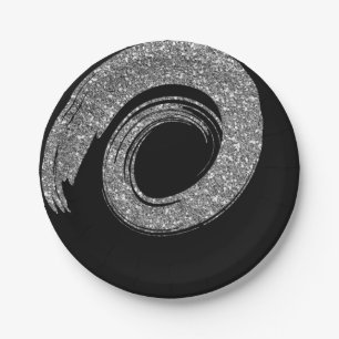 Prato De Papel Cinza Espiral Espiral VIP Silver Glam Preto