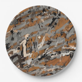 Prato De Papel Cinza, preto e caramelo