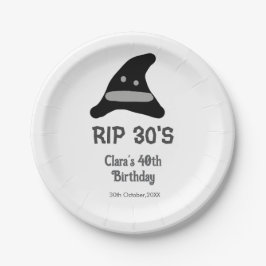 Prato De Papel Cinza preto RIP 30's 40º aniversário chapéu de bru