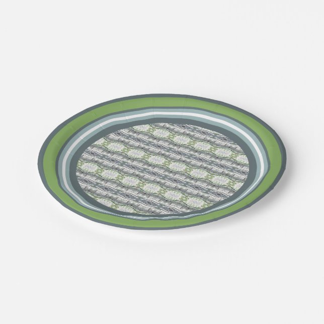 Prato De Papel Cinza verde branca e azul (Inclinado)