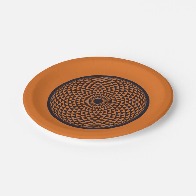 Prato De Papel Cinza Vermelha Espiritual Mandala Geométrico Orien (Inclinado)