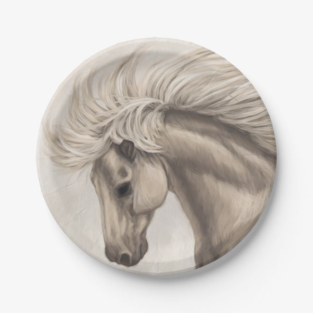 Prato De Papel Cinza White Ivory Horse Wild Mane (Frente)