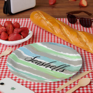 Prato De Papel Cinzas de conchas - Verde Azul