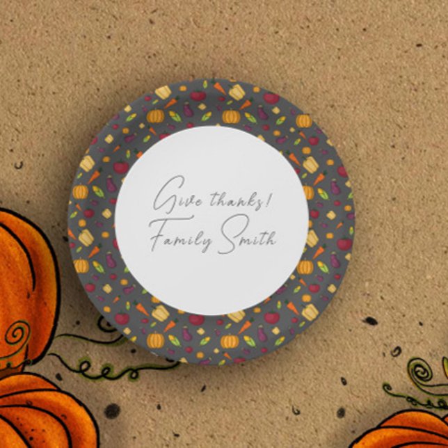 Prato De Papel Cinzas de plantas hortícolas de ação de graças (Criador carregado)