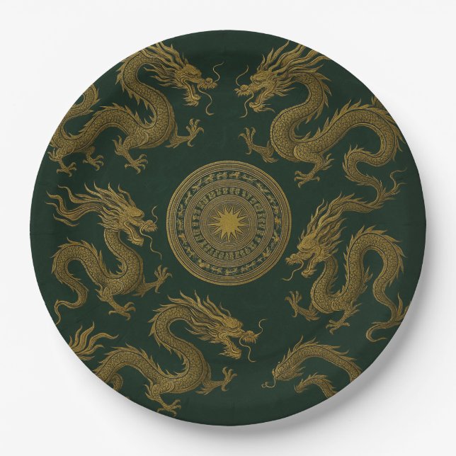Prato De Papel Circle of Dragons Plate (Frente)