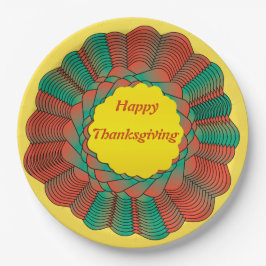 Prato De Papel Circular Dourada Verde Laranja Geométrica de Ação 