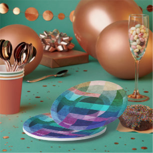 Prato De Papel Círculo cor-de-rosa azul abstrato geométrico