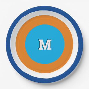 Prato De Papel Círculos Concentrados Brilhantes, Geométricos Mono