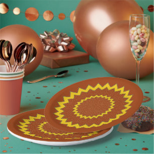 Prato de Papel - Círculos Concêntricos em Zigue-za