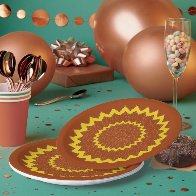 Prato de Papel - Círculos Concêntricos em Zigue-za (Múltiplo)