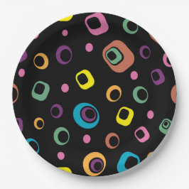 Prato De Papel Círculos Retro
