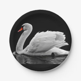 Prato De Papel Cisne branca no lago