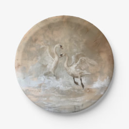 Prato De Papel Cisnes - Placas redondas de papel