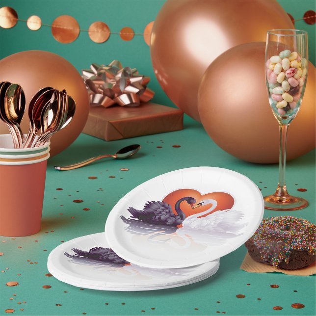 Prato De Papel Cisnes Pretas E Brancas (Criador carregado)