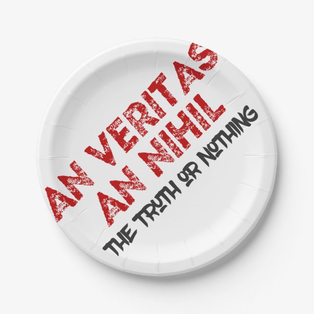 Prato De Papel Citação da Verdade em Latim (Frente)