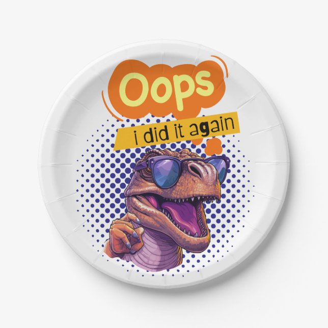 Prato De Papel citação de dinossauro (Frente)