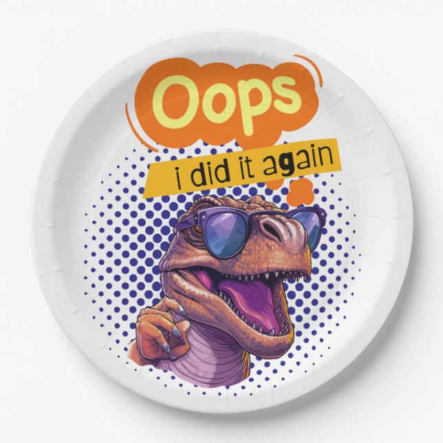 Prato De Papel citação de dinossauro (Frente)