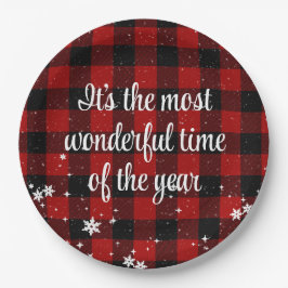 Prato De Papel Citação de Natal na Xadrez de Buffalo