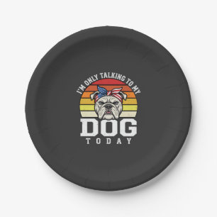 Prato De Papel Citação Retro Engraçada Amante de Cachorro Bulldog