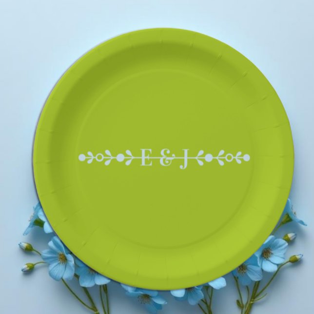 Prato De Papel Citrus Green & Coastal Blue Wedding (Criador carregado)